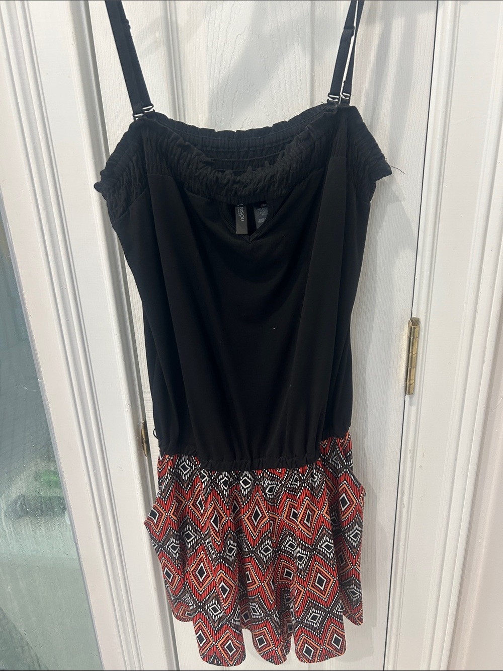 Bisou Bisou Black Sleeveless Dress with Elastic Neckline